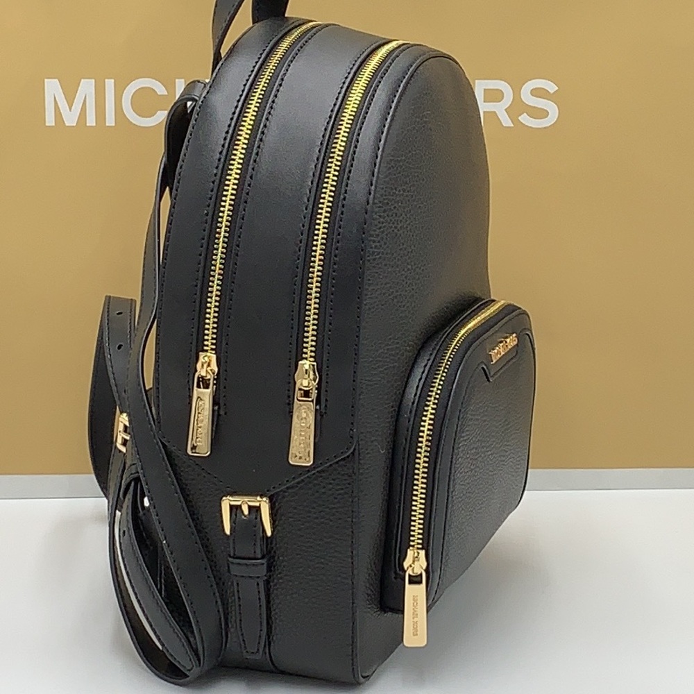 Michael Kors Jaycee Medium ZIP POCKET Pebbled Leather BackpackBLACK COL… - Picture 4 of 15